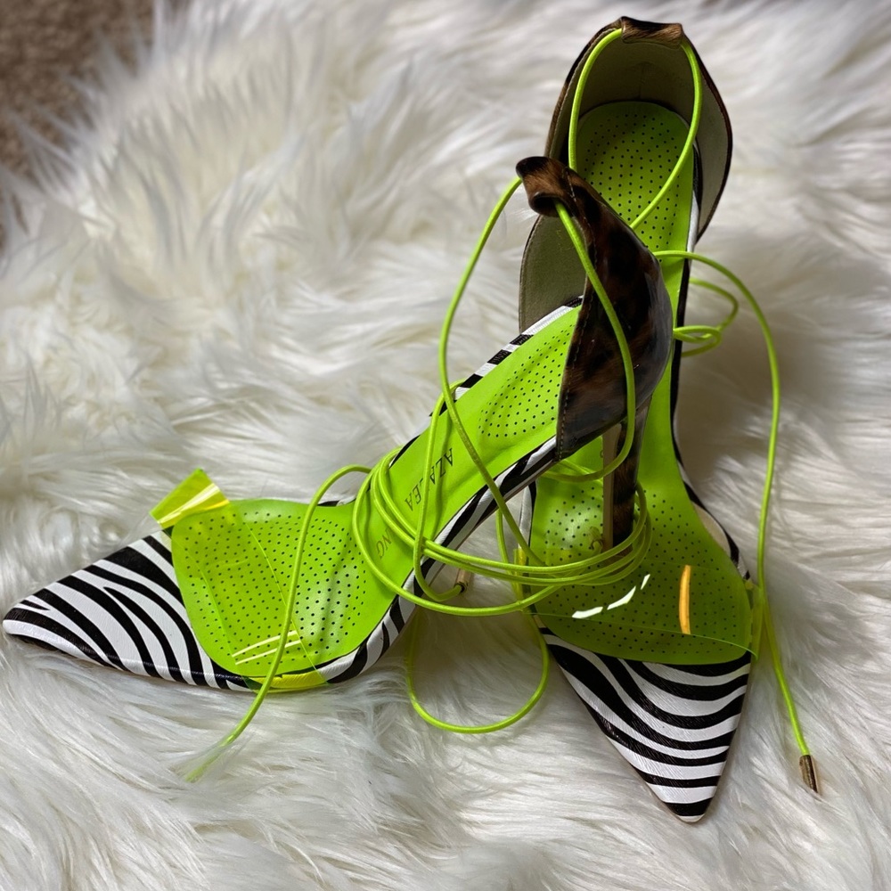 Azalea Wang Neon Animal Print Heels